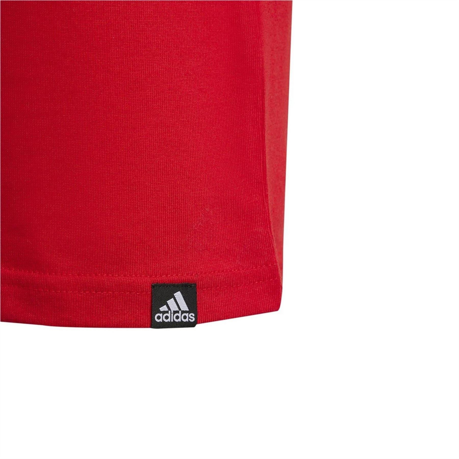 Red-Light Grey-Black - Side - Adidas Childrens-Kids Camo Logo Cotton T-Shirt