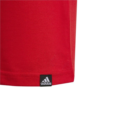Red-Light Grey-Black - Side - Adidas Childrens-Kids Camo Logo Cotton T-Shirt