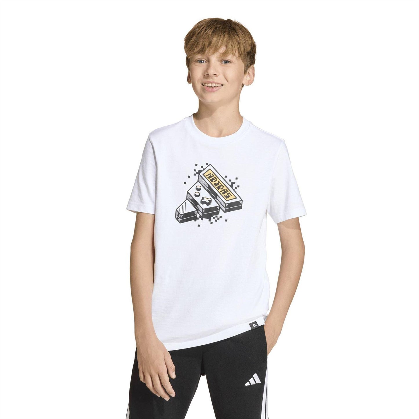 White - Lifestyle - Adidas Childrens-Kids Digital Gaming T-Shirt