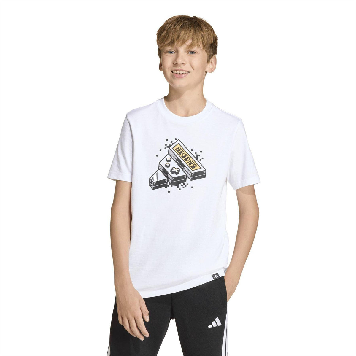 White - Lifestyle - Adidas Childrens-Kids Digital Gaming T-Shirt