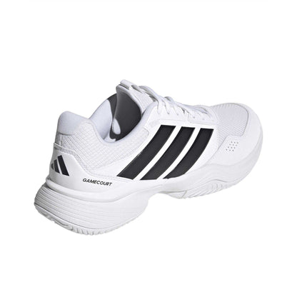 White-Black - Back - Adidas Mens GameCourt 3 Tennis Shoes