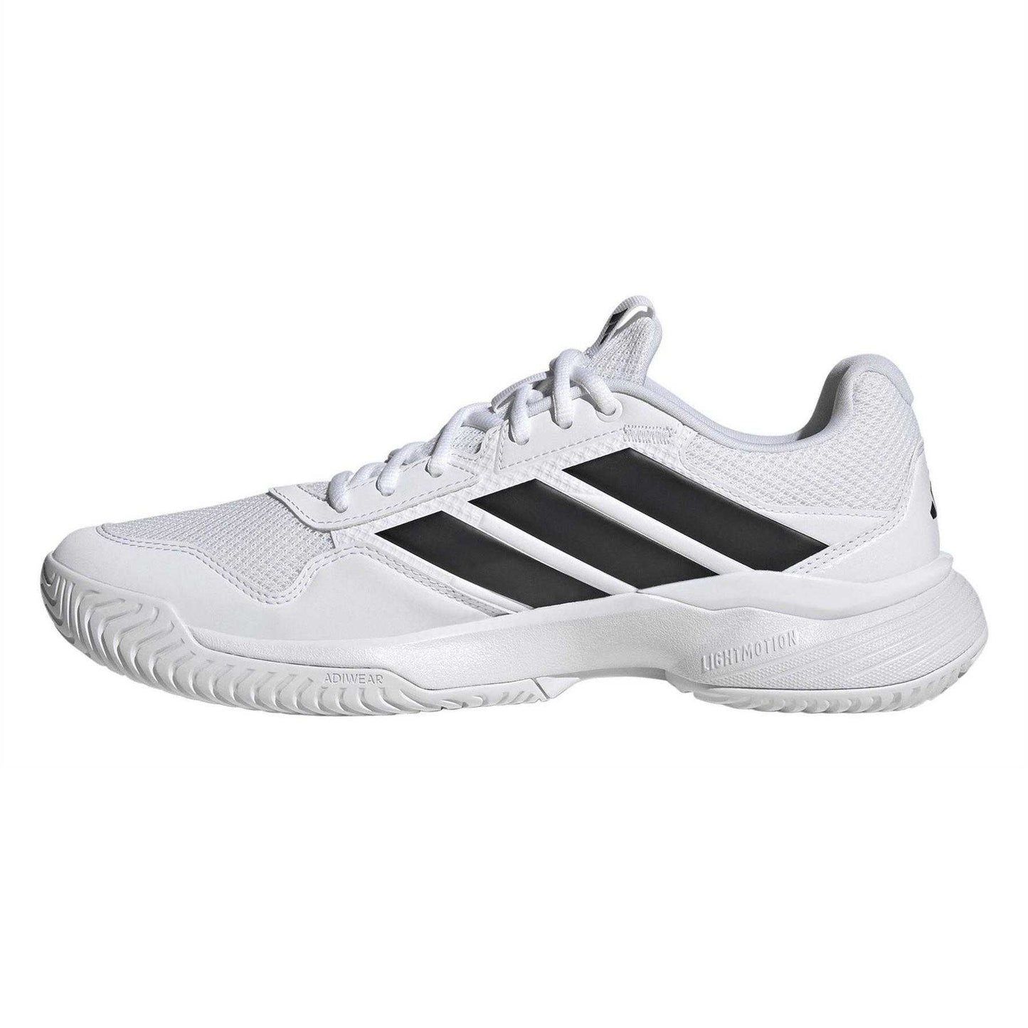 White-Black - Side - Adidas Mens GameCourt 3 Tennis Shoes