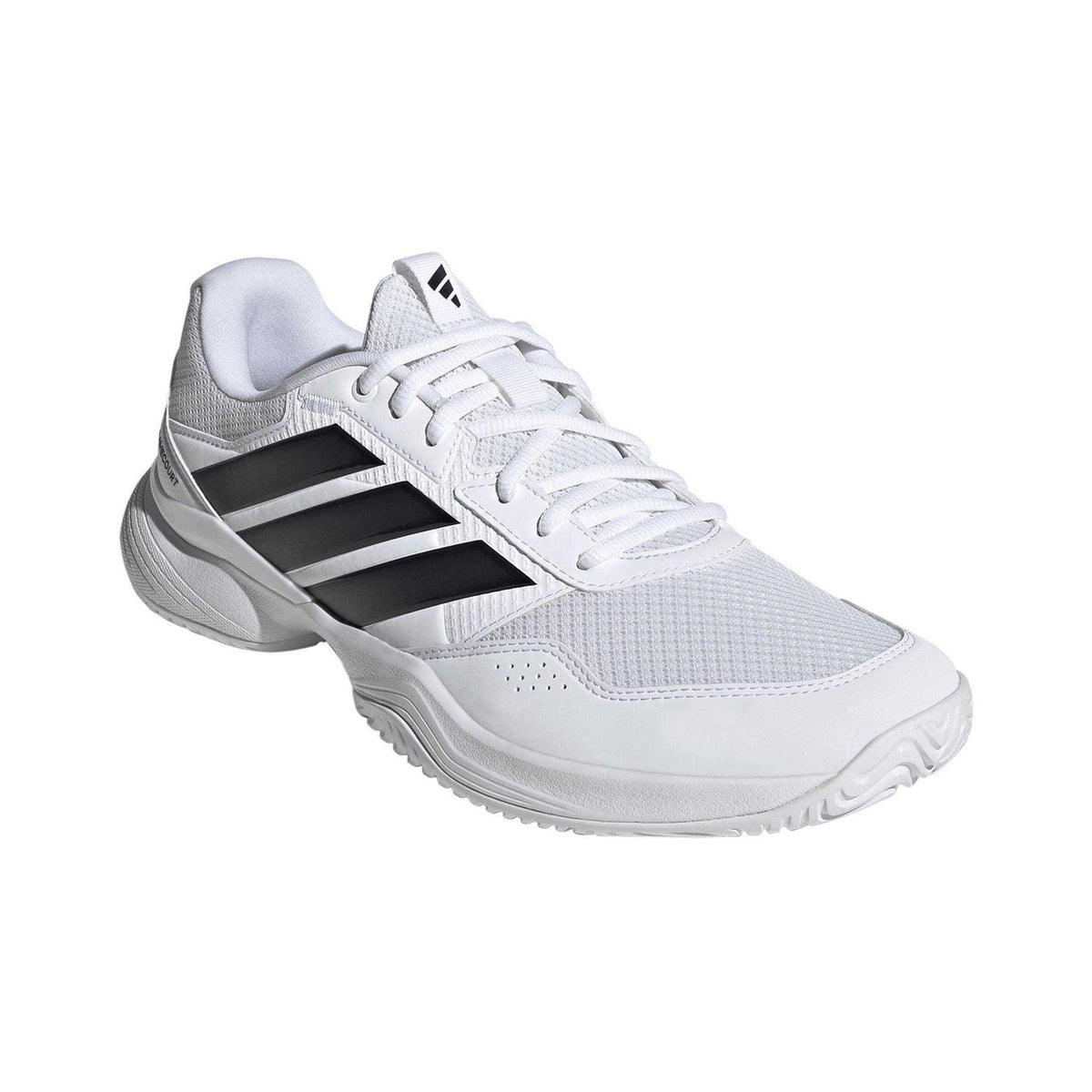 White-Black - Pack Shot - Adidas Mens GameCourt 3 Tennis Shoes