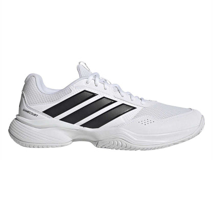 White-Black - Front - Adidas Mens GameCourt 3 Tennis Shoes