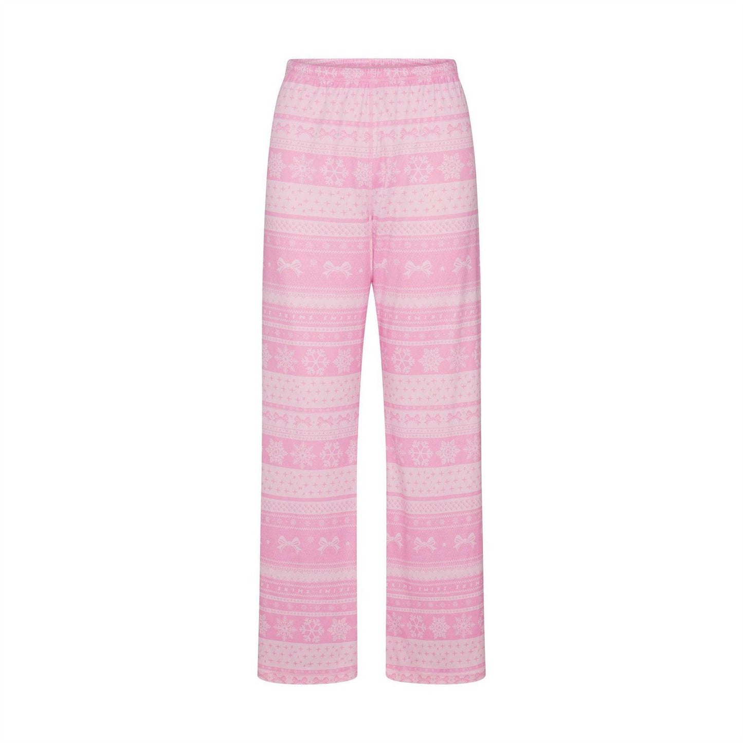 Pink - Front - Skims Womens-Ladies Pointelle Fair Isle Pyjama Bottoms
