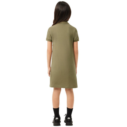 Khaki Green - Close up - Lacoste Girls Piqué Polo Shirt Dress