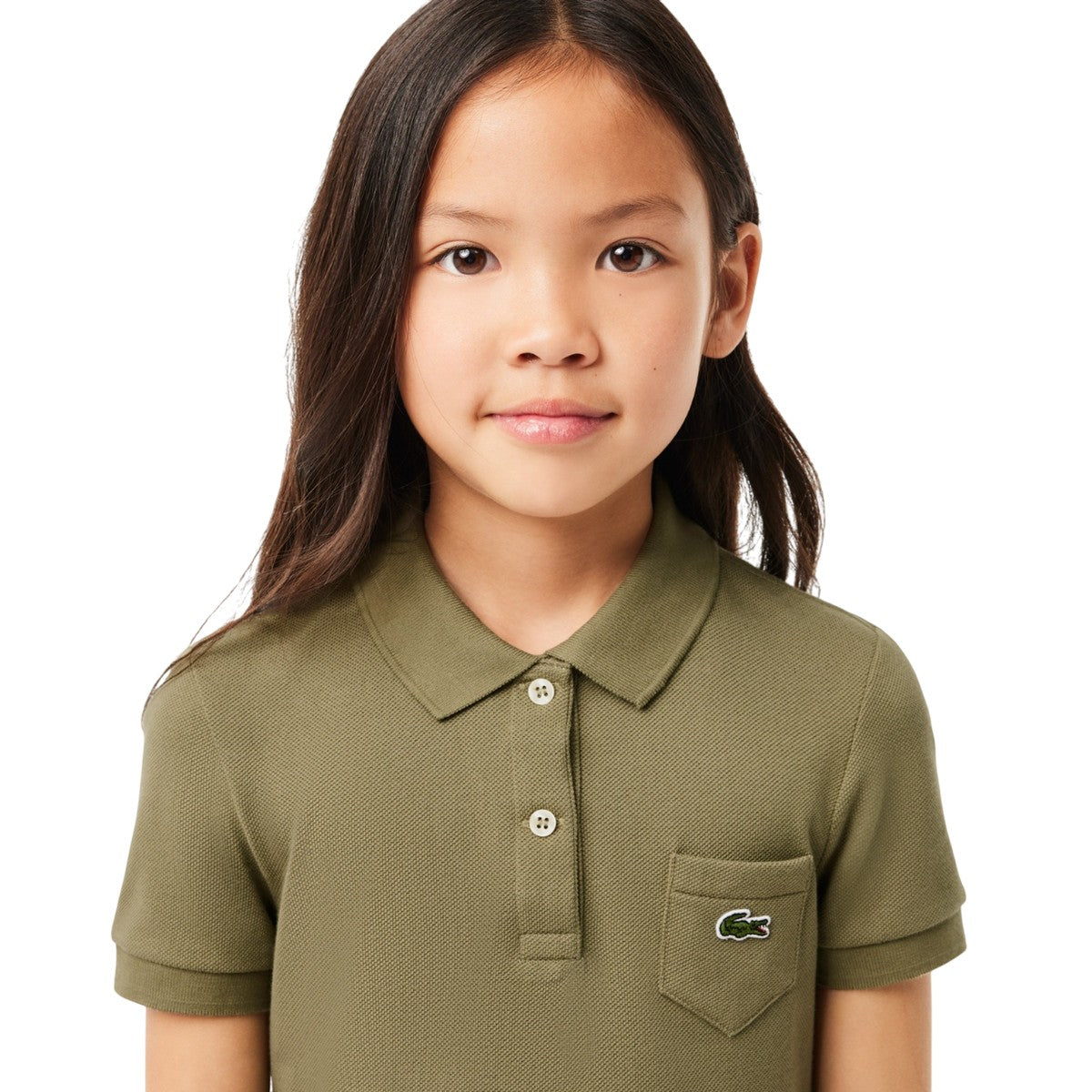 Khaki Green - Lifestyle - Lacoste Girls Piqué Polo Shirt Dress
