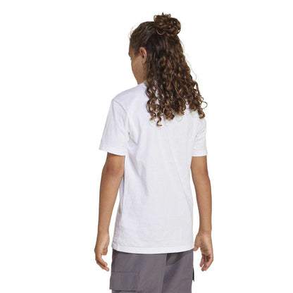 White-Black - Back - Adidas Childrens-Kids Essentials Cotton T-Shirt