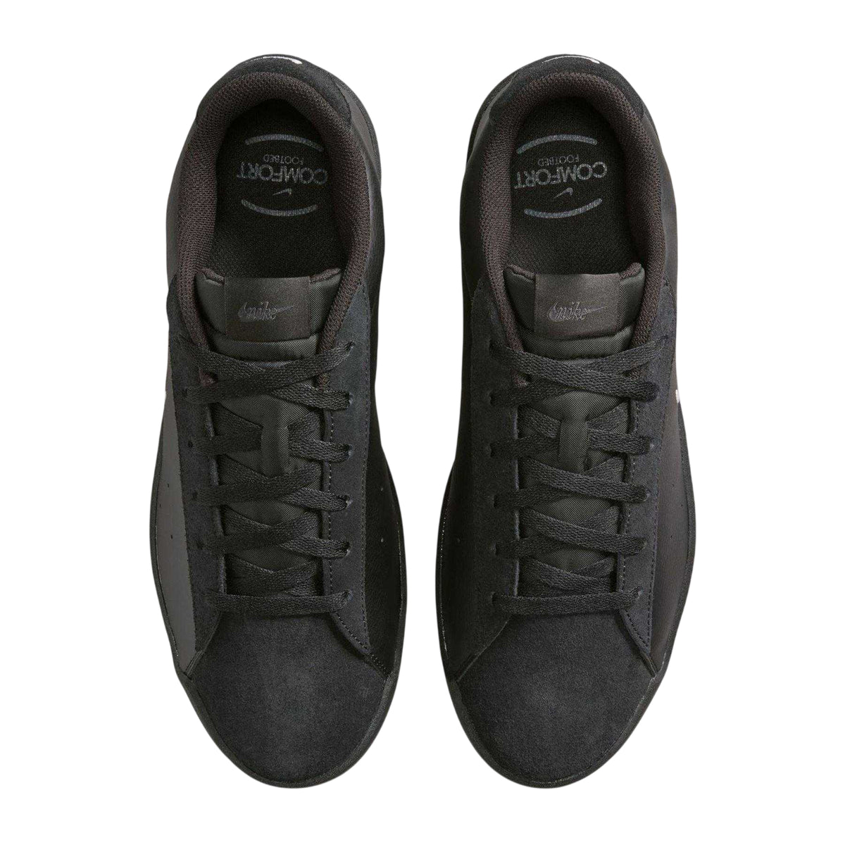 Black - Lifestyle - Nike Mens Blacktop Swoosh Leather Platform Trainers