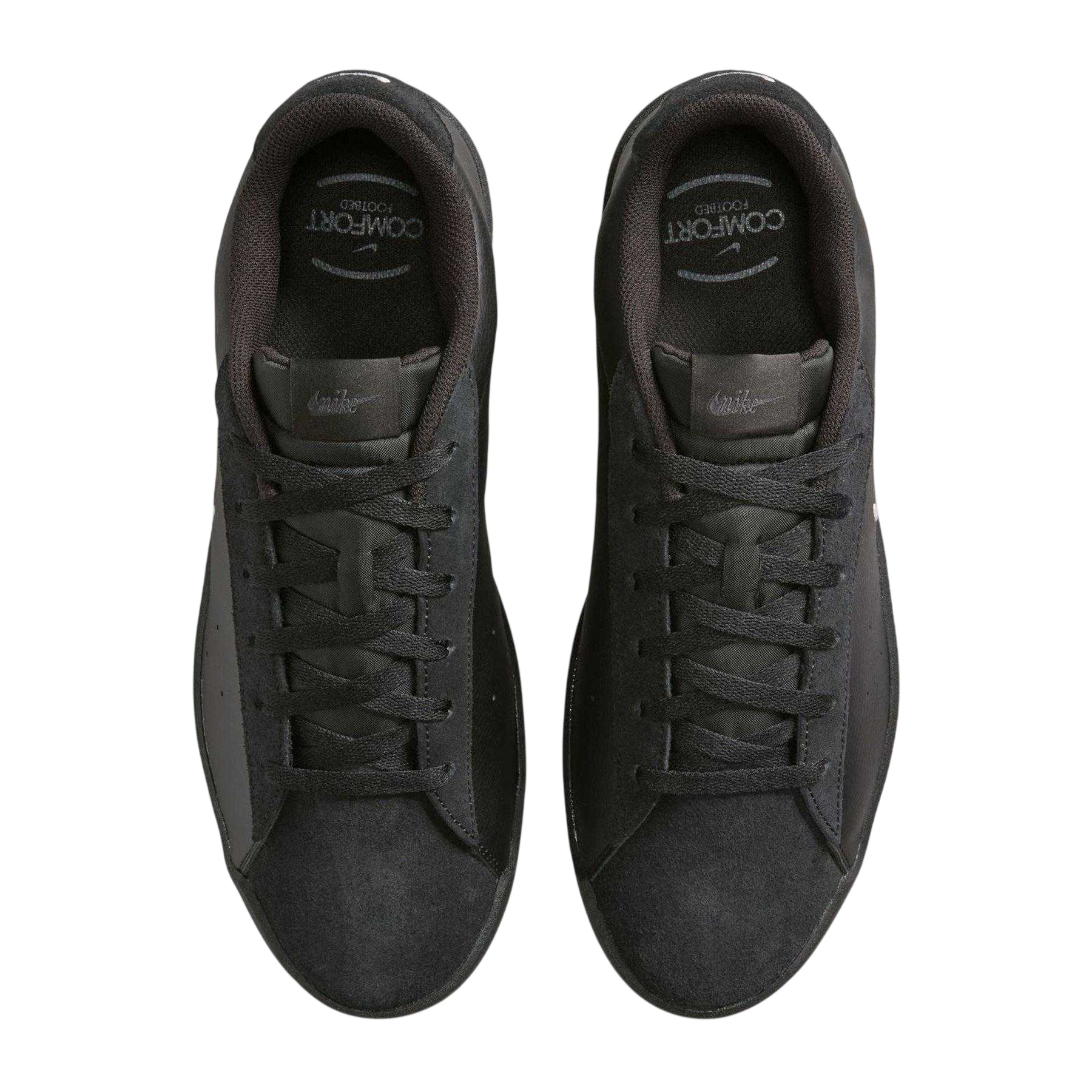 Black - Lifestyle - Nike Mens Blacktop Swoosh Leather Platform Trainers