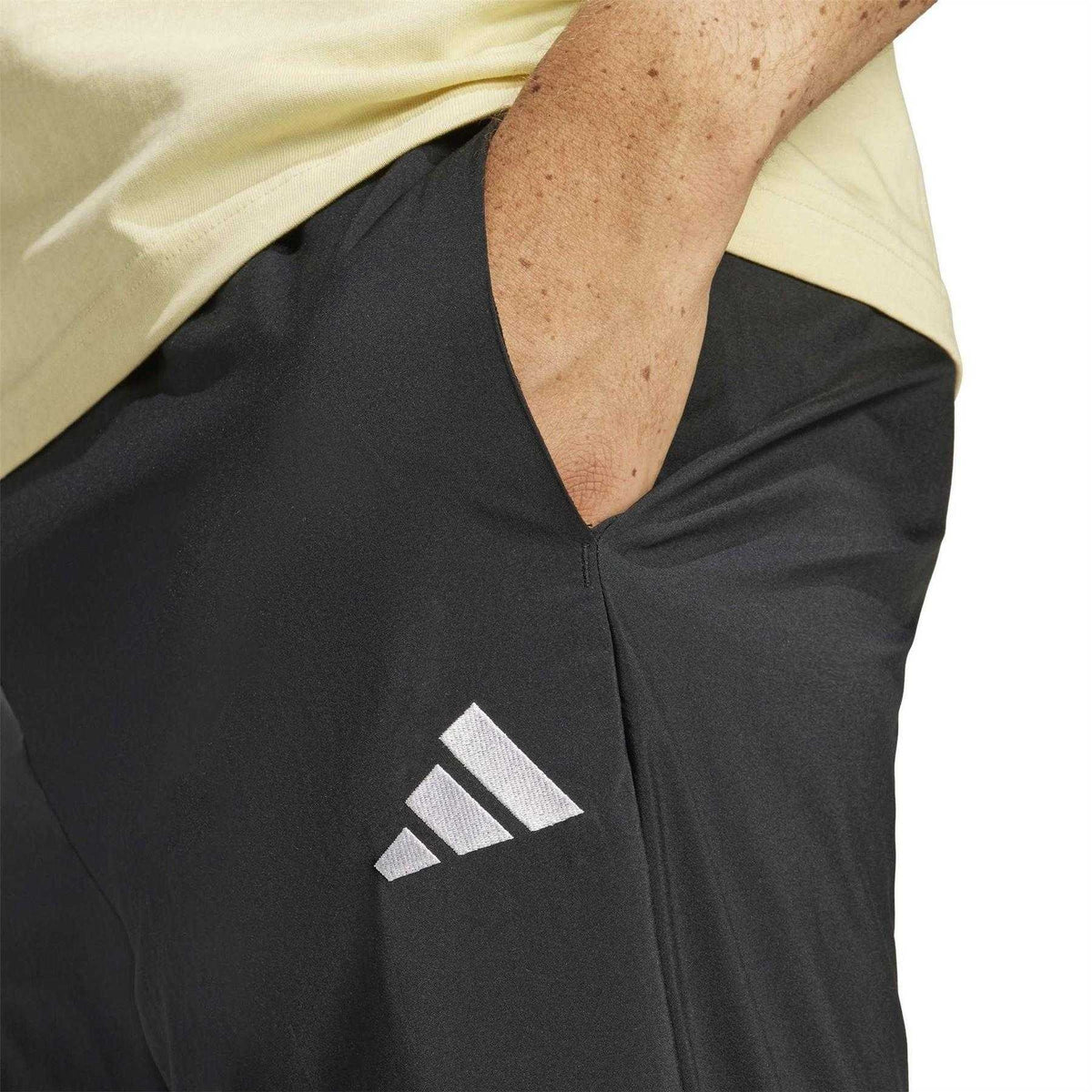 Black-White - Side - Adidas Mens Essential Joggers