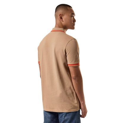 Cognac - Back - Weekend Offender Mens Levanto Tipped Polo Shirt