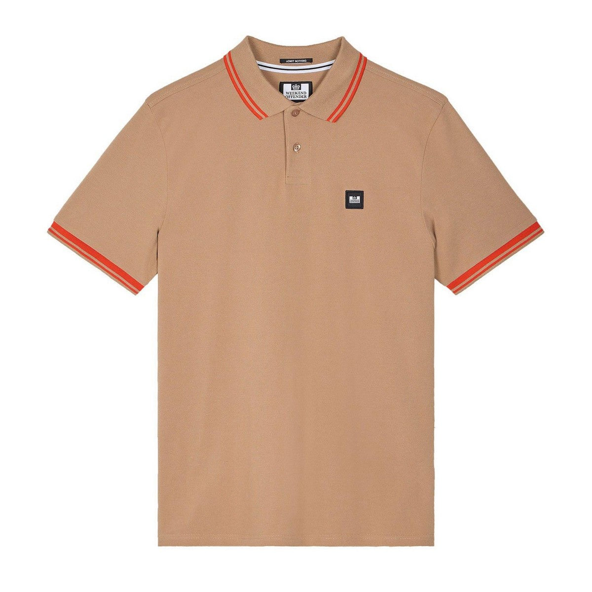 Cognac - Front - Weekend Offender Mens Levanto Tipped Polo Shirt