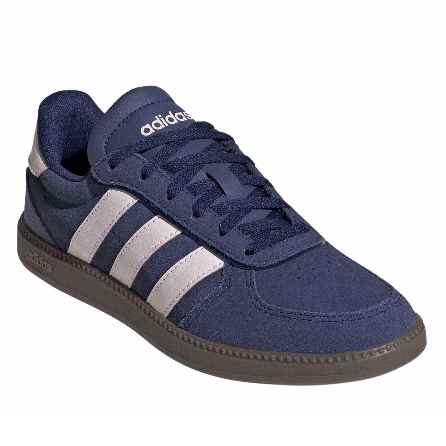 Blue-Pink - Pack Shot - Adidas Childrens-Kids BRS Suede Trainers