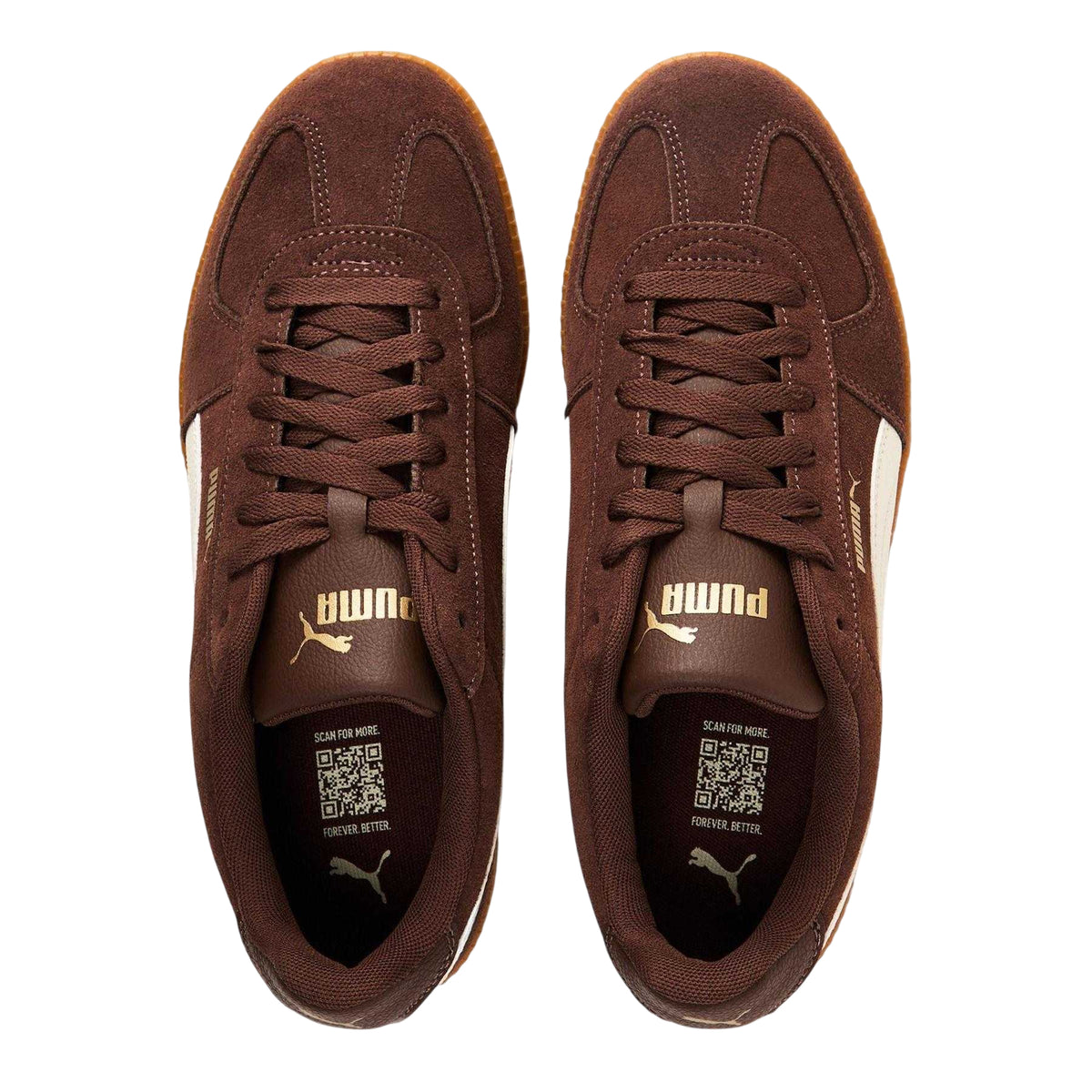 Brown-White-Gum - Side - Puma Mens Club Suede Trainers