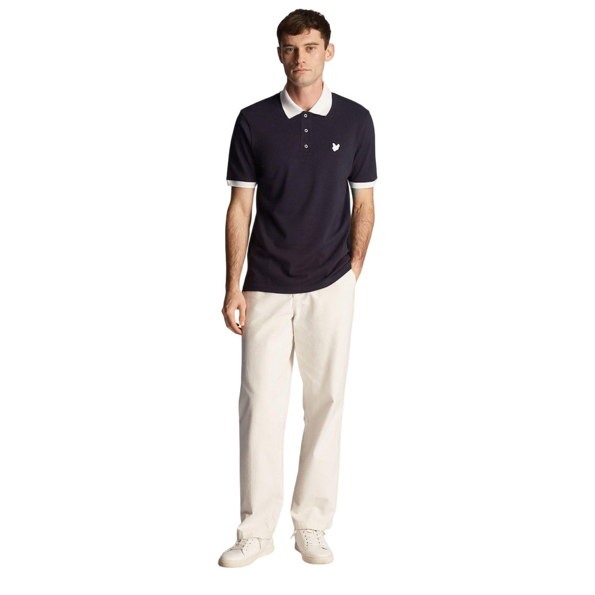 Navy - Pack Shot - Lyle & Scott Mens Tonal Ringer Polo Shirt