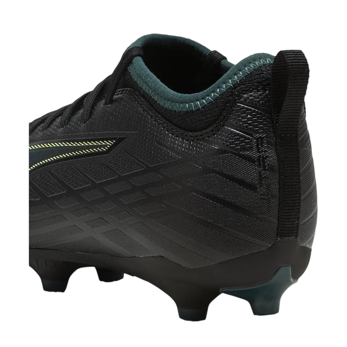 Black-Green - Back - Puma Childrens-Kids Ultra 6 Match Striped Firm Ground Football Boots