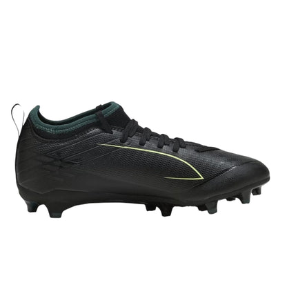 Black-Green - Front - Puma Childrens-Kids Ultra 6 Match Striped Firm Ground Football Boots