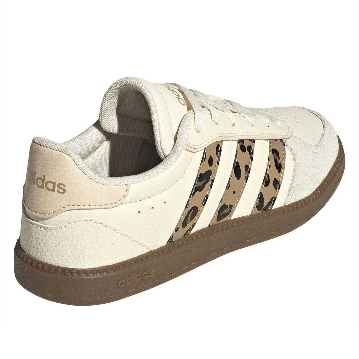 Cream-Leopard - Back - Adidas Childrens-Kids Hoops 3.0 Leopard Print Suede Trainers