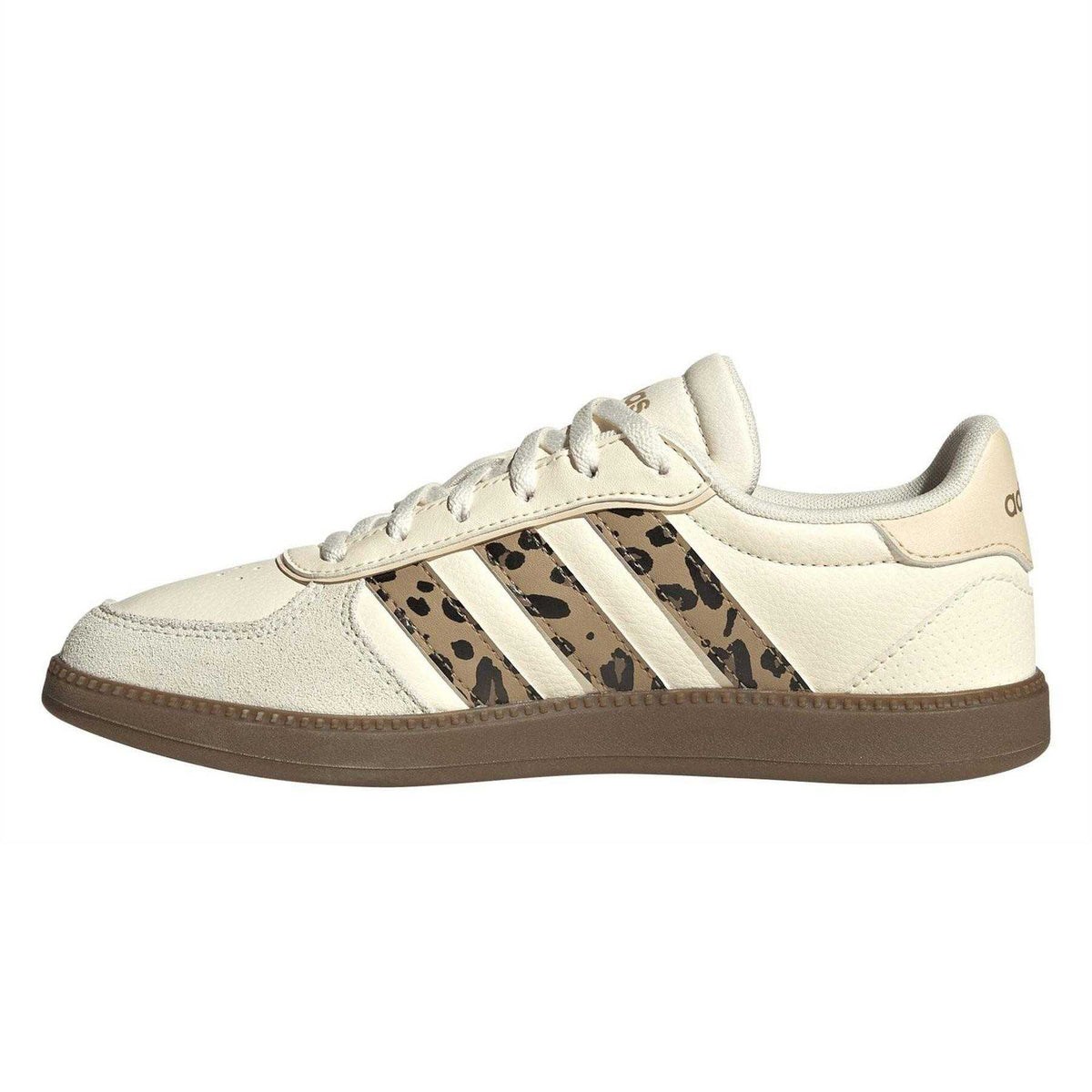 Cream-Leopard - Side - Adidas Childrens-Kids Hoops 3.0 Leopard Print Suede Trainers