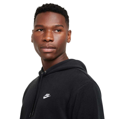 Black-White - Side - Nike Mens Logo Winter Pullover Hoodie