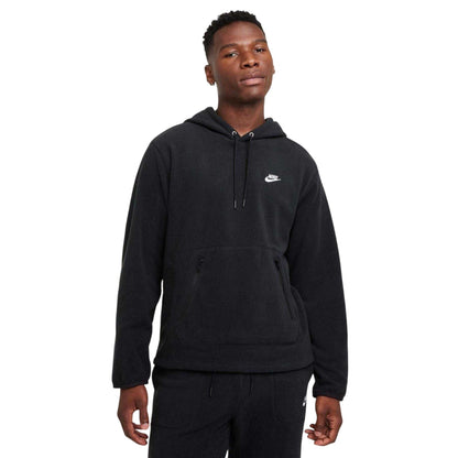 Black-White - Front - Nike Mens Logo Winter Pullover Hoodie