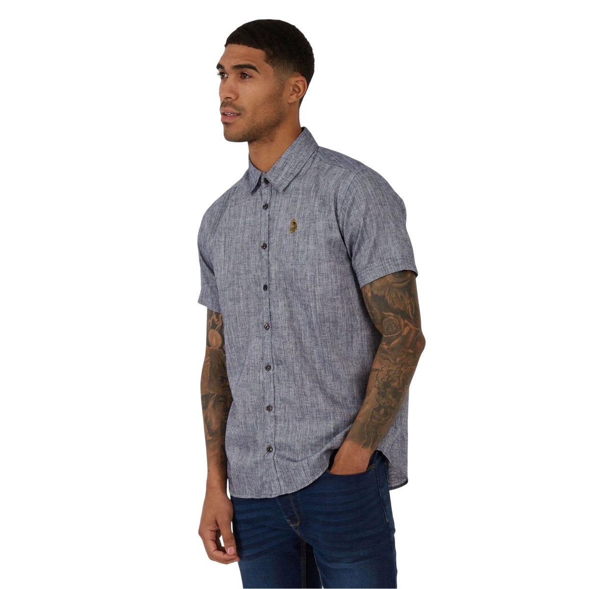 Navy - Side - Luke 1977 Mens Yoko Linen Shirt