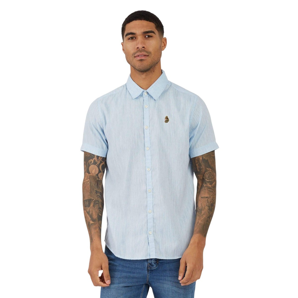Blue - Front - Luke 1977 Mens Yoko Linen Shirt