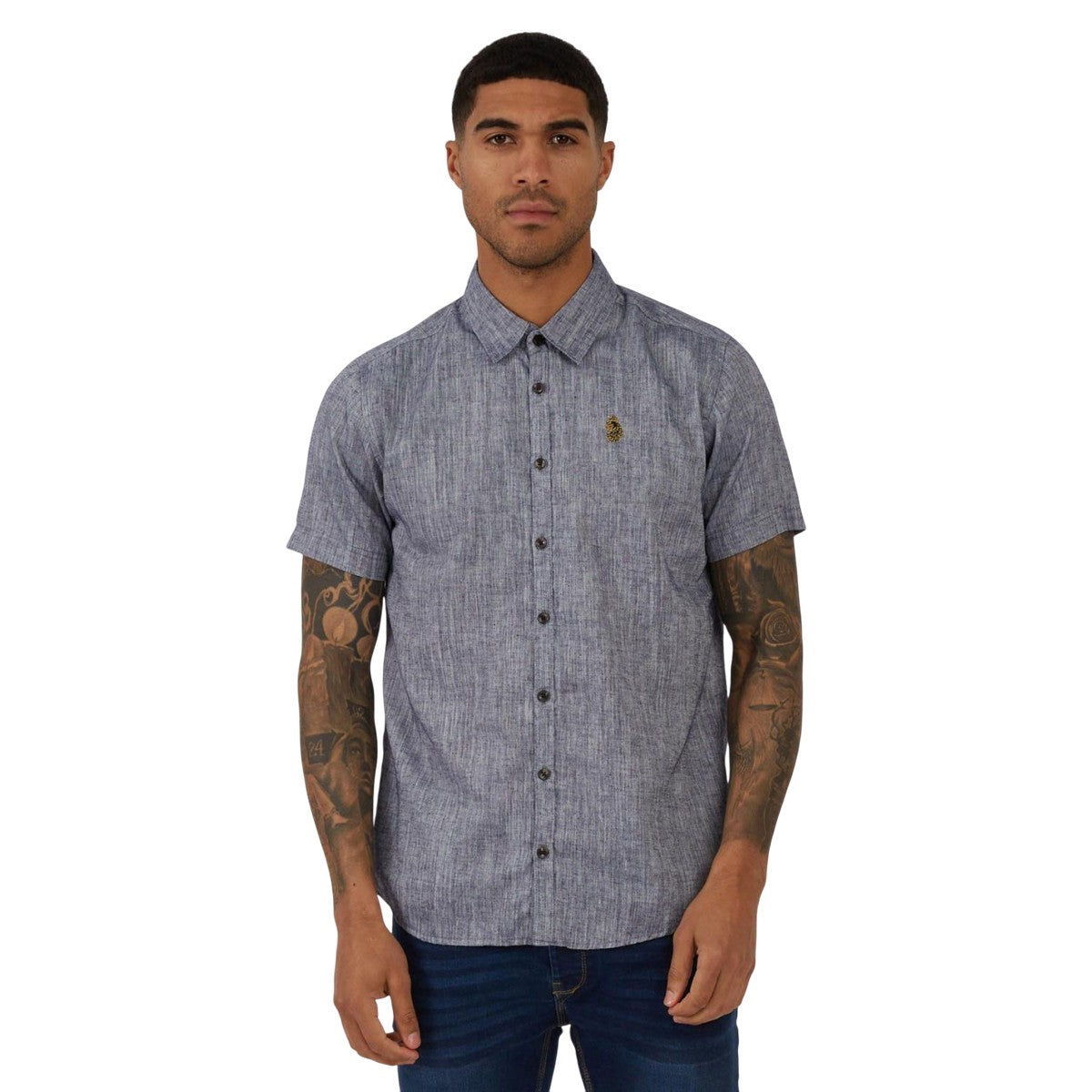Navy - Front - Luke 1977 Mens Yoko Linen Shirt
