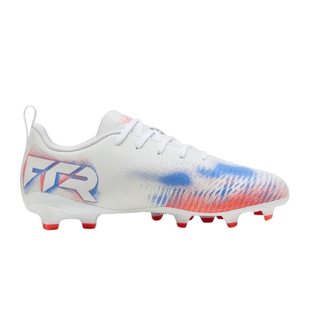 White-Black-Glowing Red - Front - Puma Childrens-Kids Future 8 Play Firm Ground Football Boots
