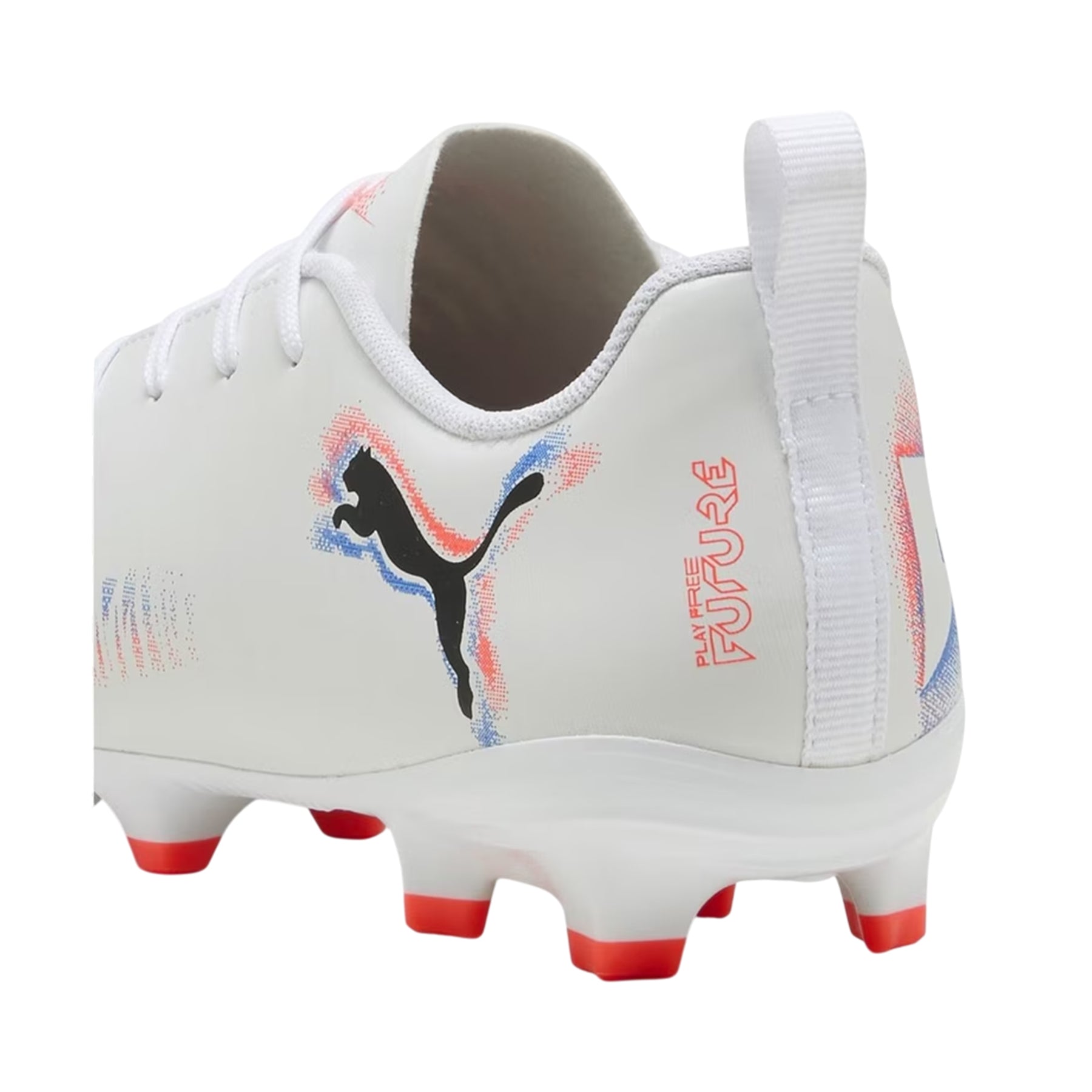 White-Black-Glowing Red - Back - Puma Childrens-Kids Future 8 Play Firm Ground Football Boots