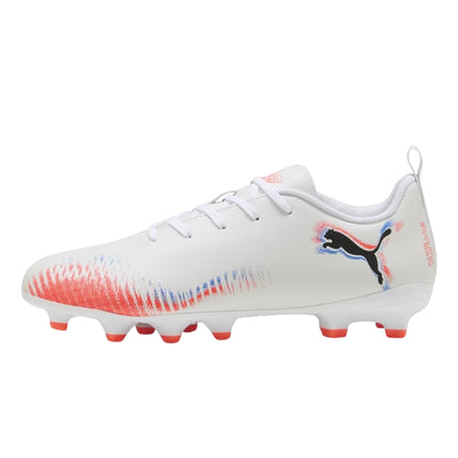 White-Black-Glowing Red - Side - Puma Childrens-Kids Future 8 Play Firm Ground Football Boots