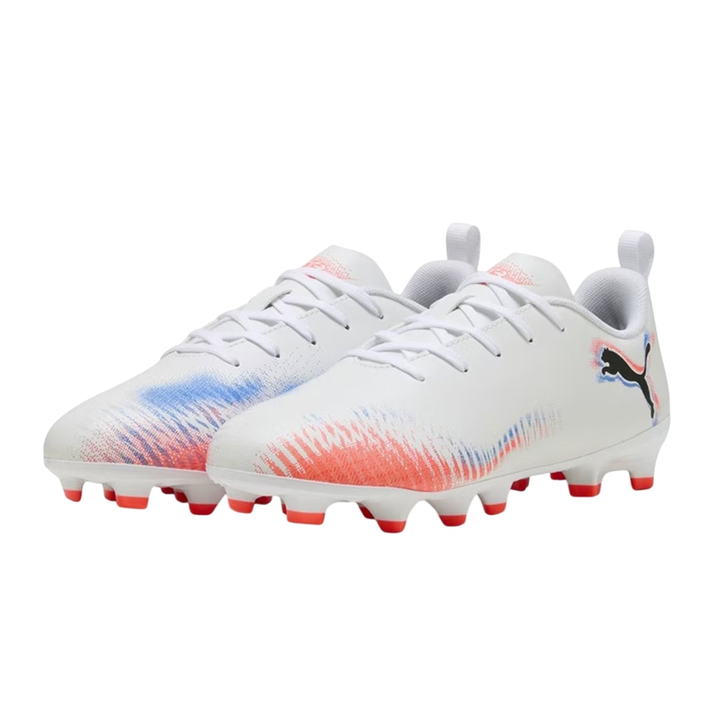 White-Black-Glowing Red - Close up - Puma Childrens-Kids Future 8 Play Firm Ground Football Boots