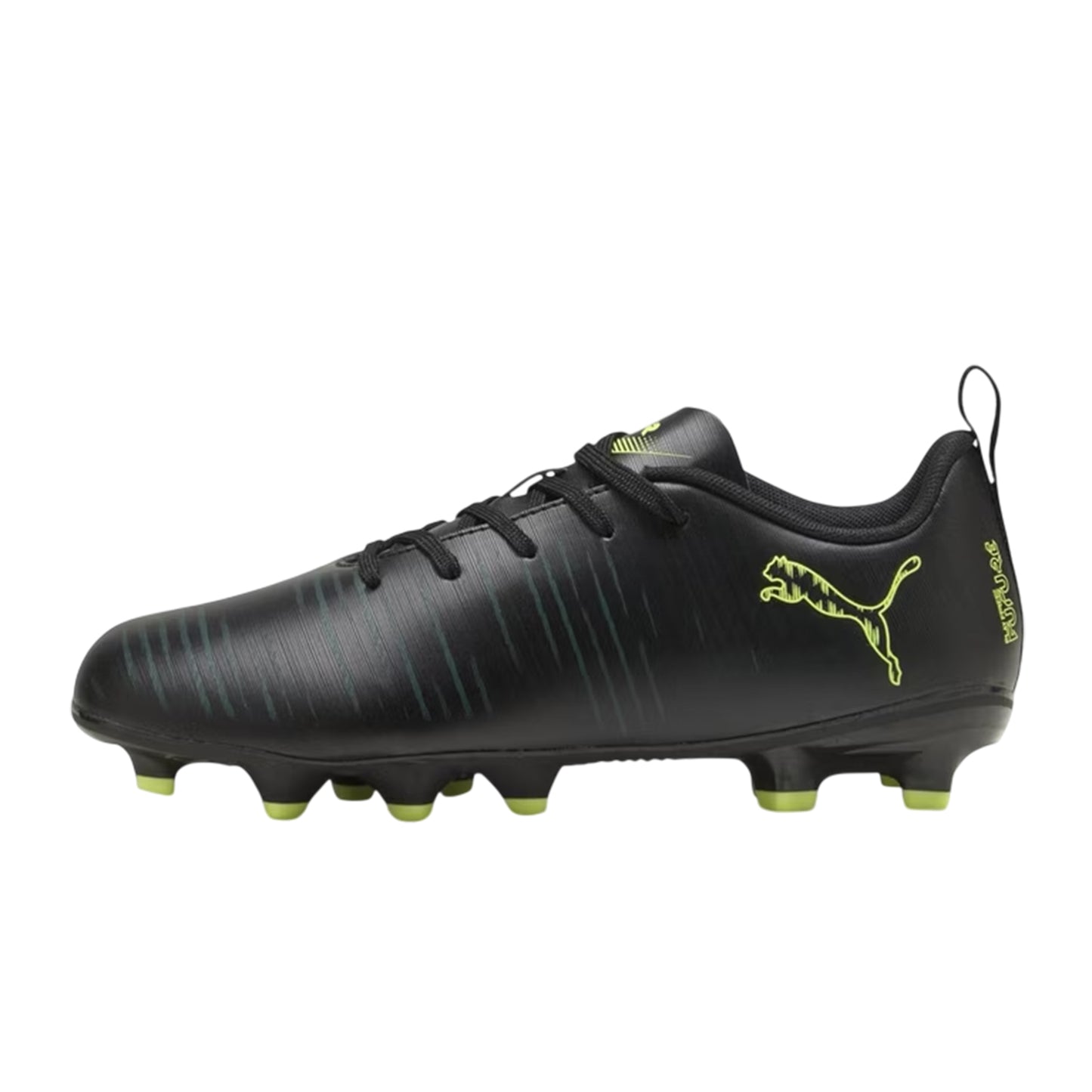 Black-Green - Side - Puma Childrens-Kids Future 8 Play Firm Ground Football Boots