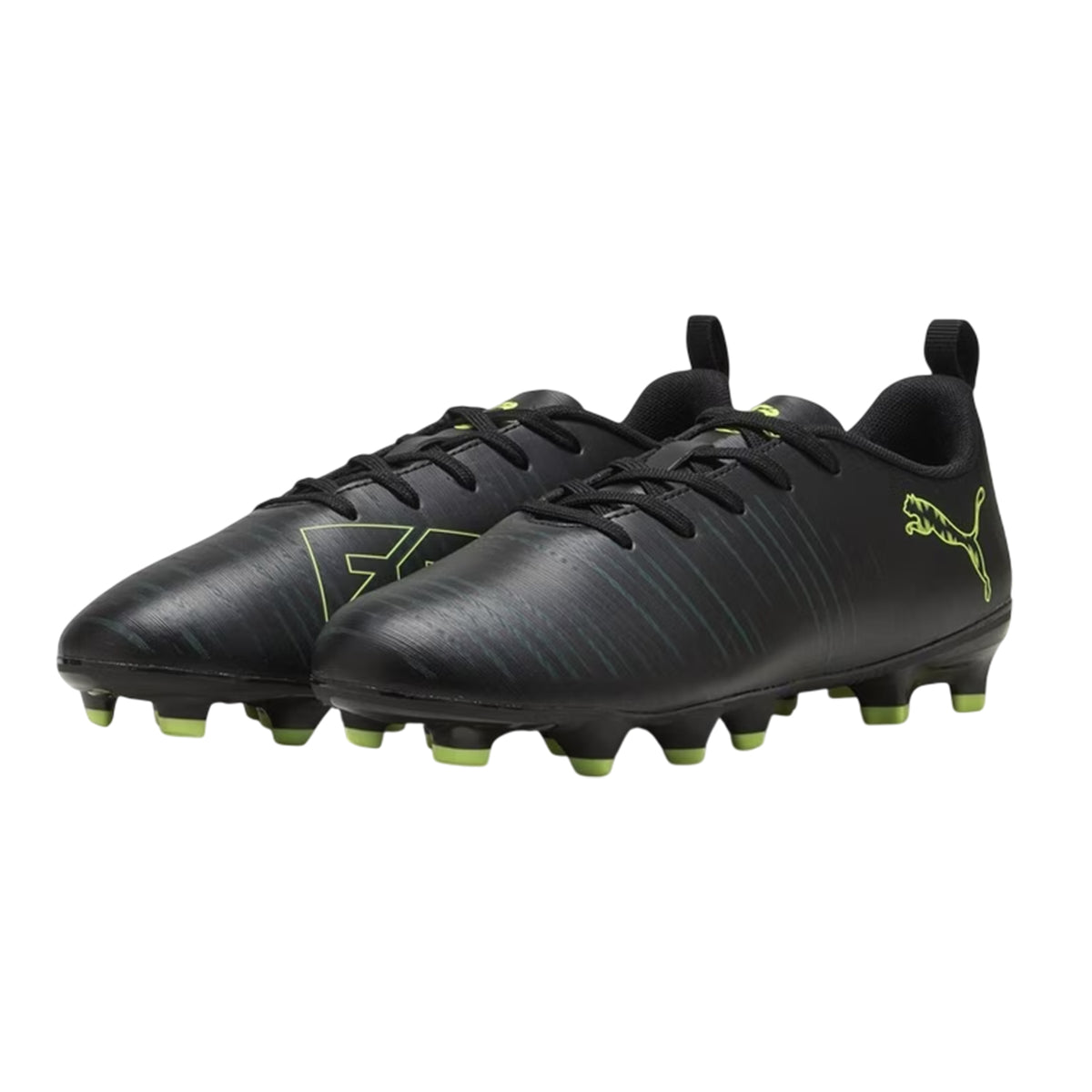 Black-Green - Close up - Puma Childrens-Kids Future 8 Play Firm Ground Football Boots