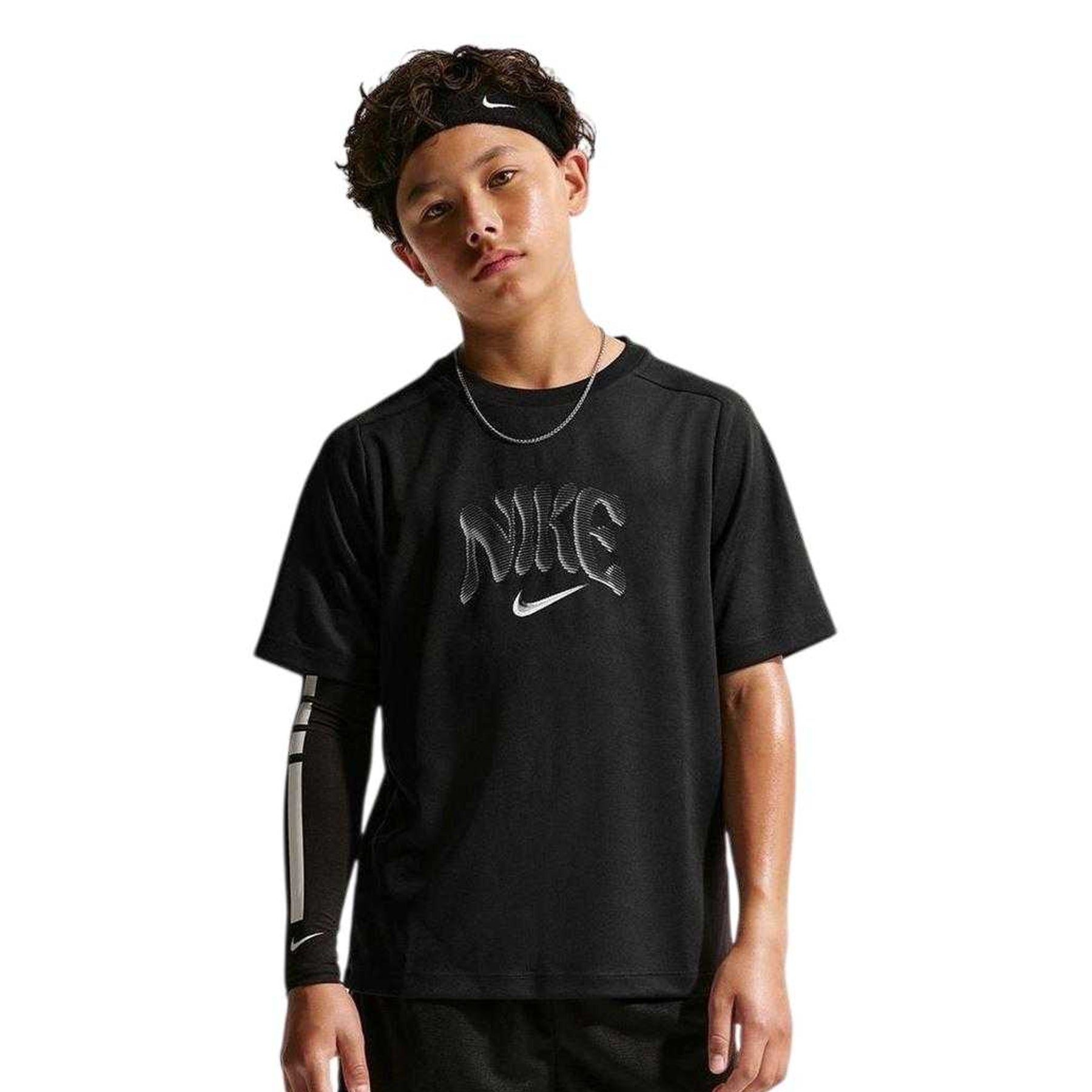 Black - Front - Nike Childrens-Kids Logo T-Shirt