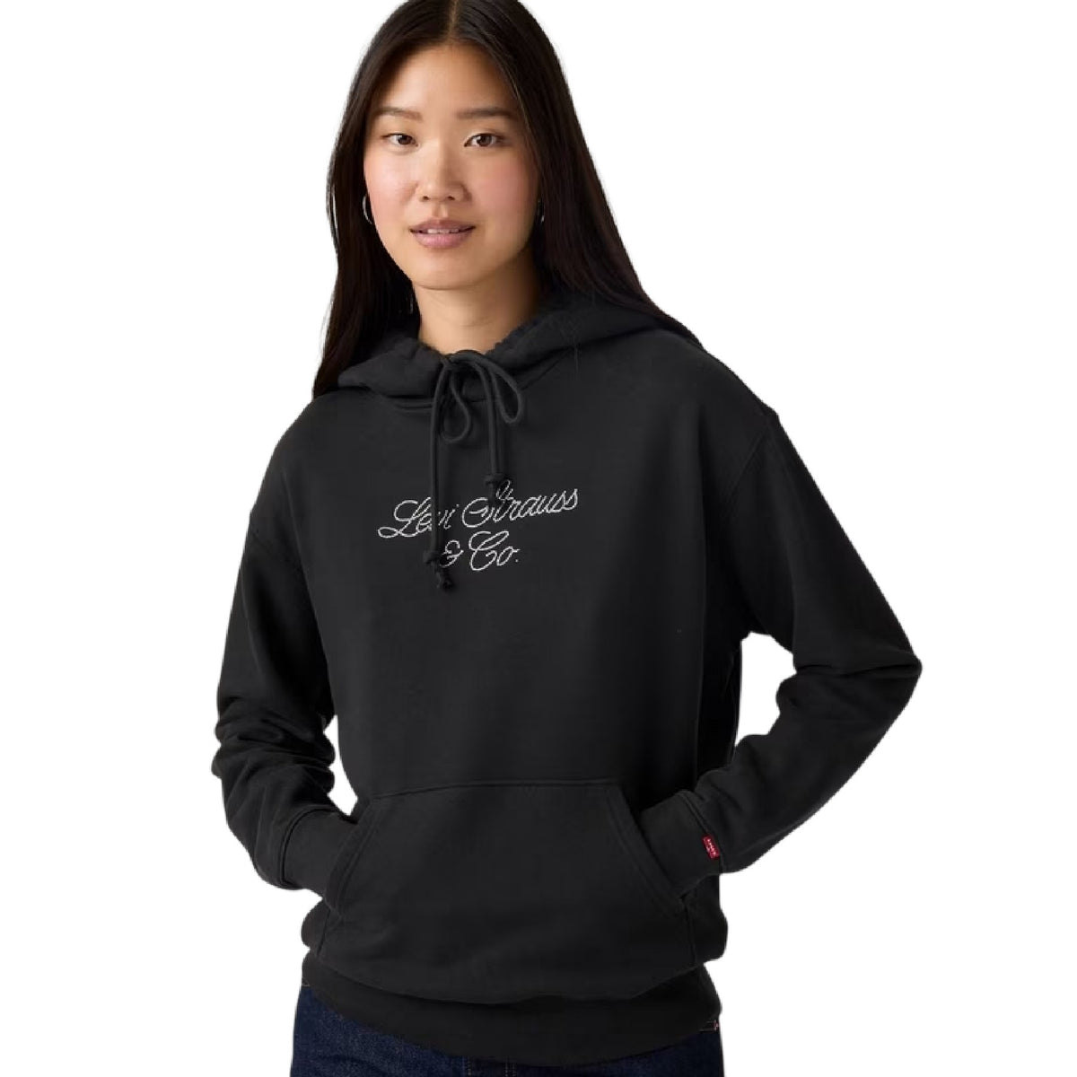 Anthracite - Side - Levis Womens-Ladies Heritage Logo Hoodie