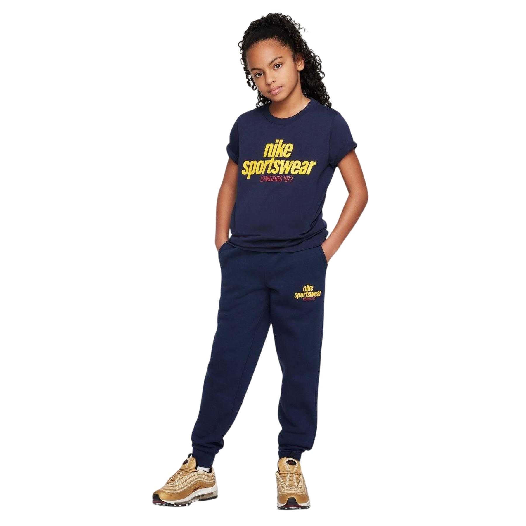 Obsidian Blue - Pack Shot - Nike Childrens-Kids Logo Jersey Crew Neck Short-Sleeved T-Shirt