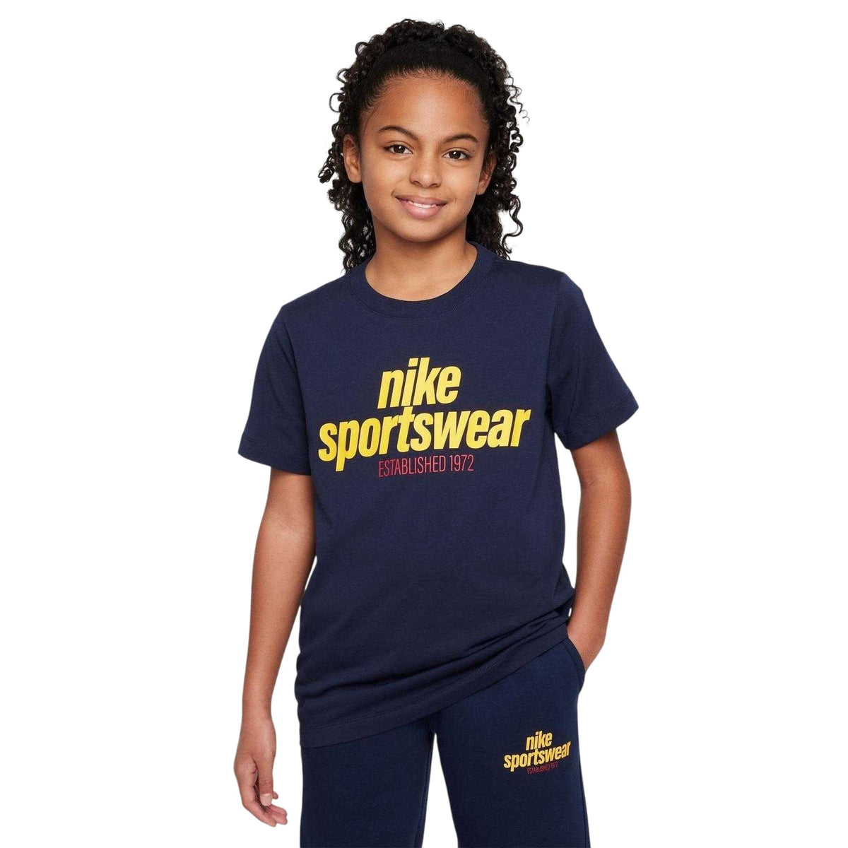 Obsidian Blue - Front - Nike Childrens-Kids Logo Jersey Crew Neck Short-Sleeved T-Shirt