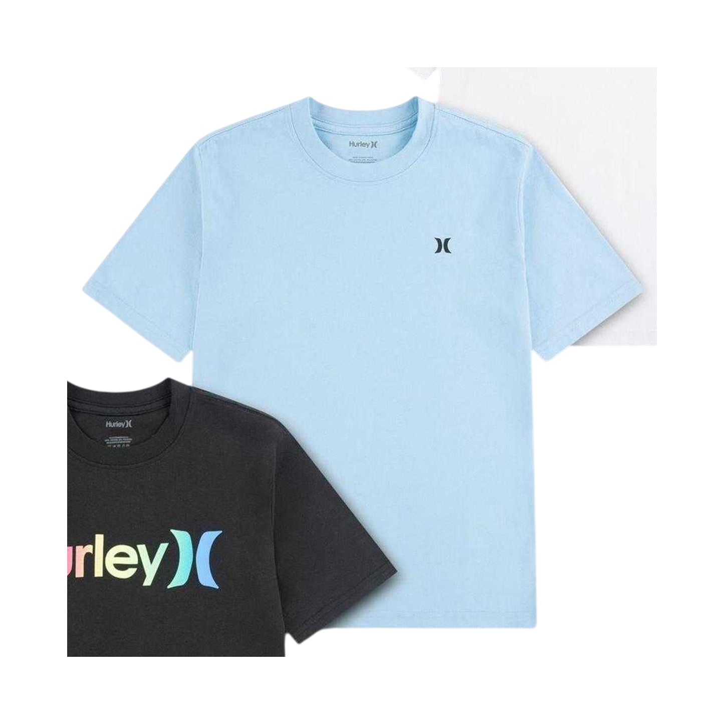 Black-White-Blue - Side - Hurley Childrens-Kids Core Logo Short-Sleeved T-Shirt (Pack of 3)