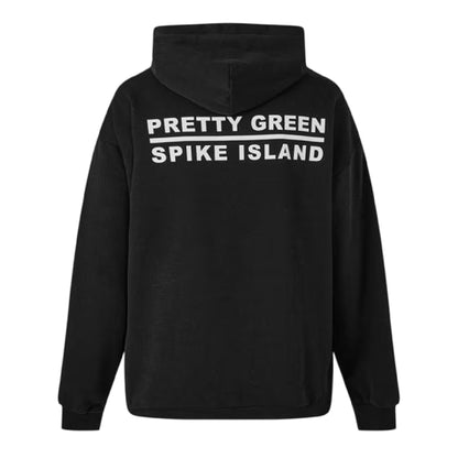 Black - Back - Pretty Green Mens Spike Island Graphic Print Overhead Hoodie