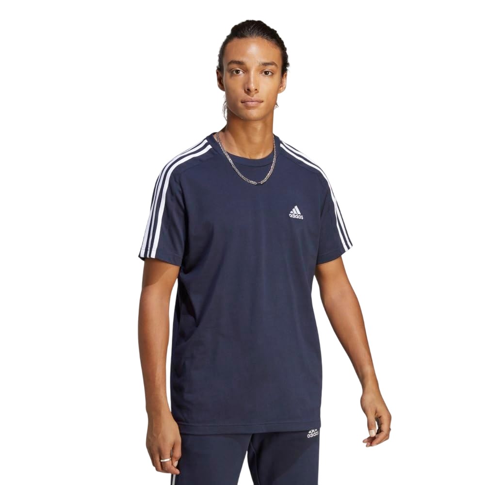 Legend Ink-White - Lifestyle - Adidas Mens Essentials 3 Stripes Single Jersey T-Shirt