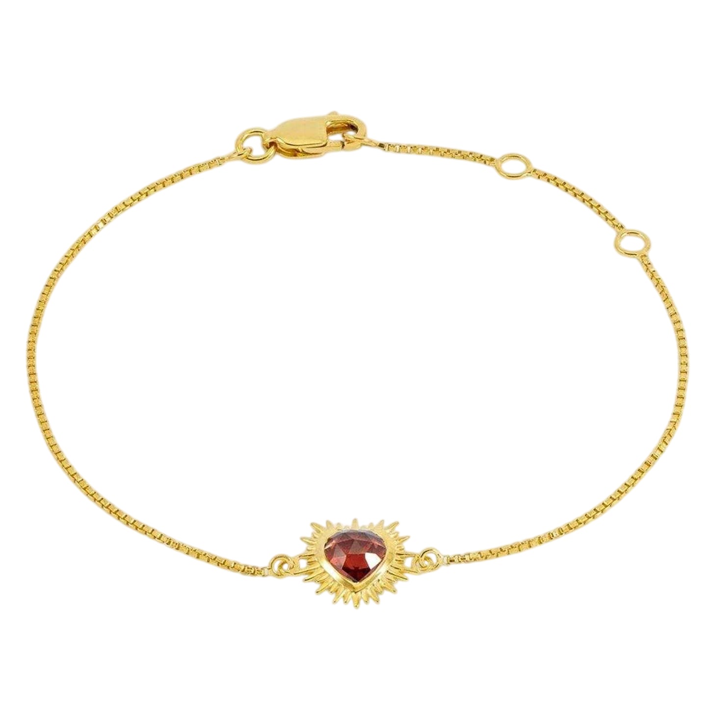 Gold-Garnet - Front - Rachel Jackson London Womens-Ladies Electric Love January Deco Heart Bracelet