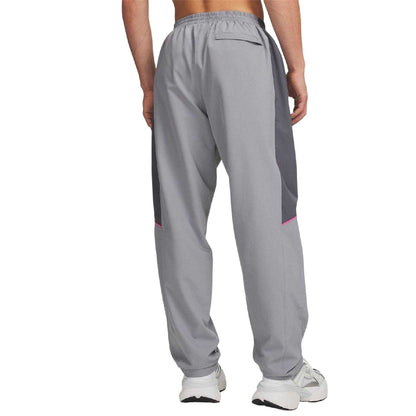 Steel Grey-Pink - Back - Under Armour Mens Rival Colour Block Tracksuit Bottoms