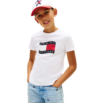 White - Side - Tommy Hilfiger Childrens-Kids Logo Regular T-Shirt