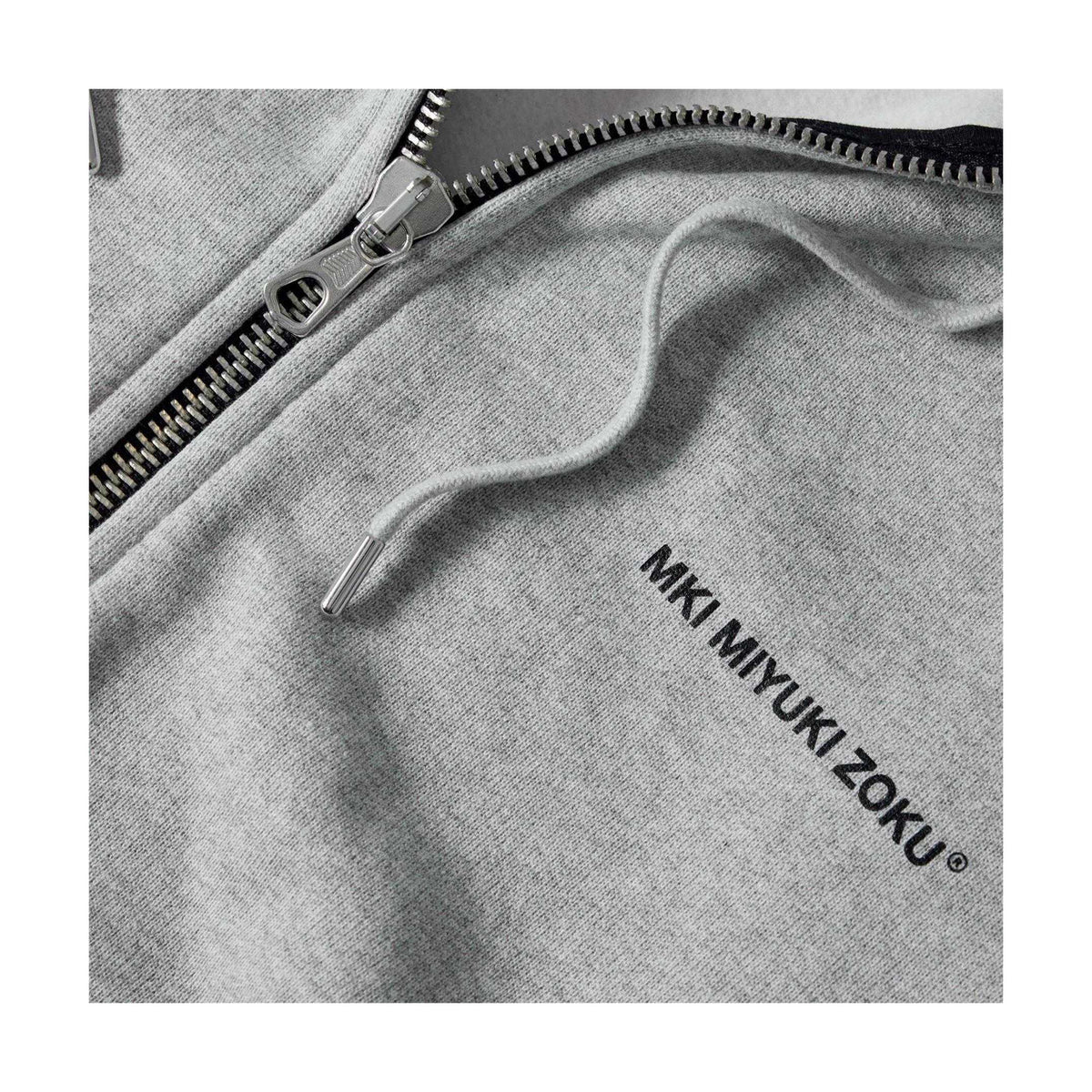 Grey - Side - MKI MIYUKI ZOKU Mens Logo Uniform Full Zip Hoodie