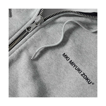 Grey - Side - MKI MIYUKI ZOKU Mens Logo Uniform Full Zip Hoodie