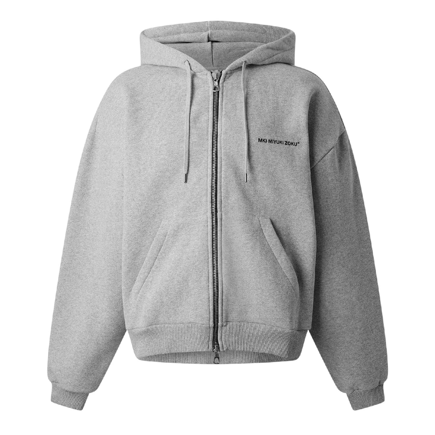 Grey - Front - MKI MIYUKI ZOKU Mens Logo Uniform Full Zip Hoodie