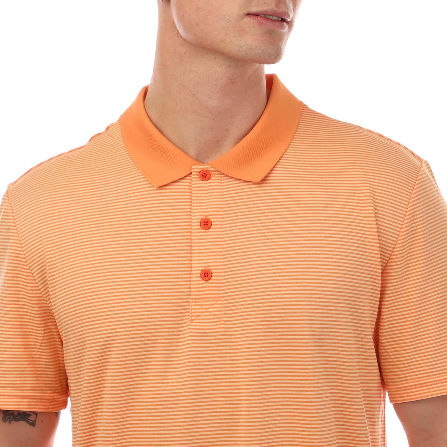 Orange - Side - Lyle & Scott Mens Micro-Stripe Golf Polo Shirt