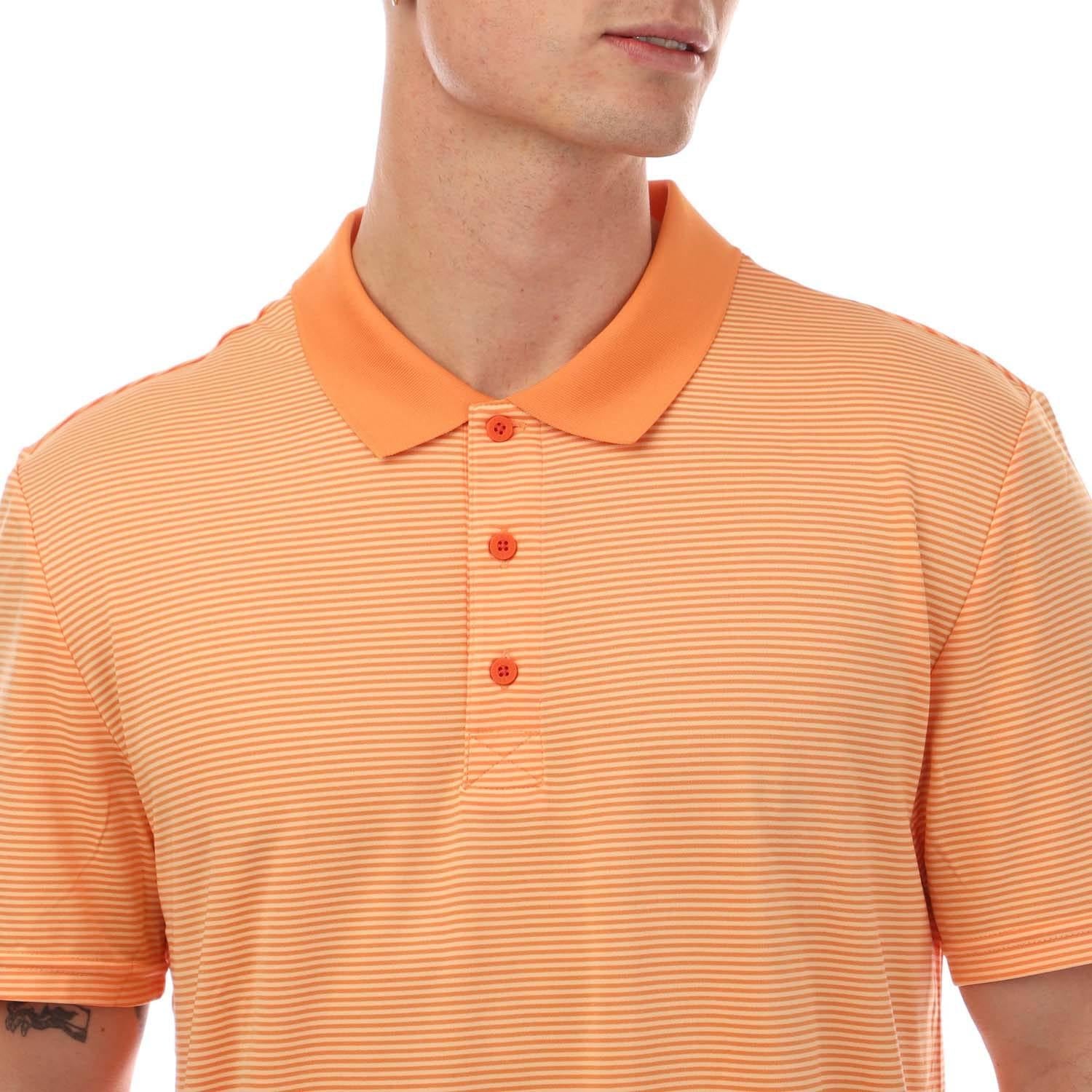 Orange - Side - Lyle & Scott Mens Micro-Stripe Golf Polo Shirt